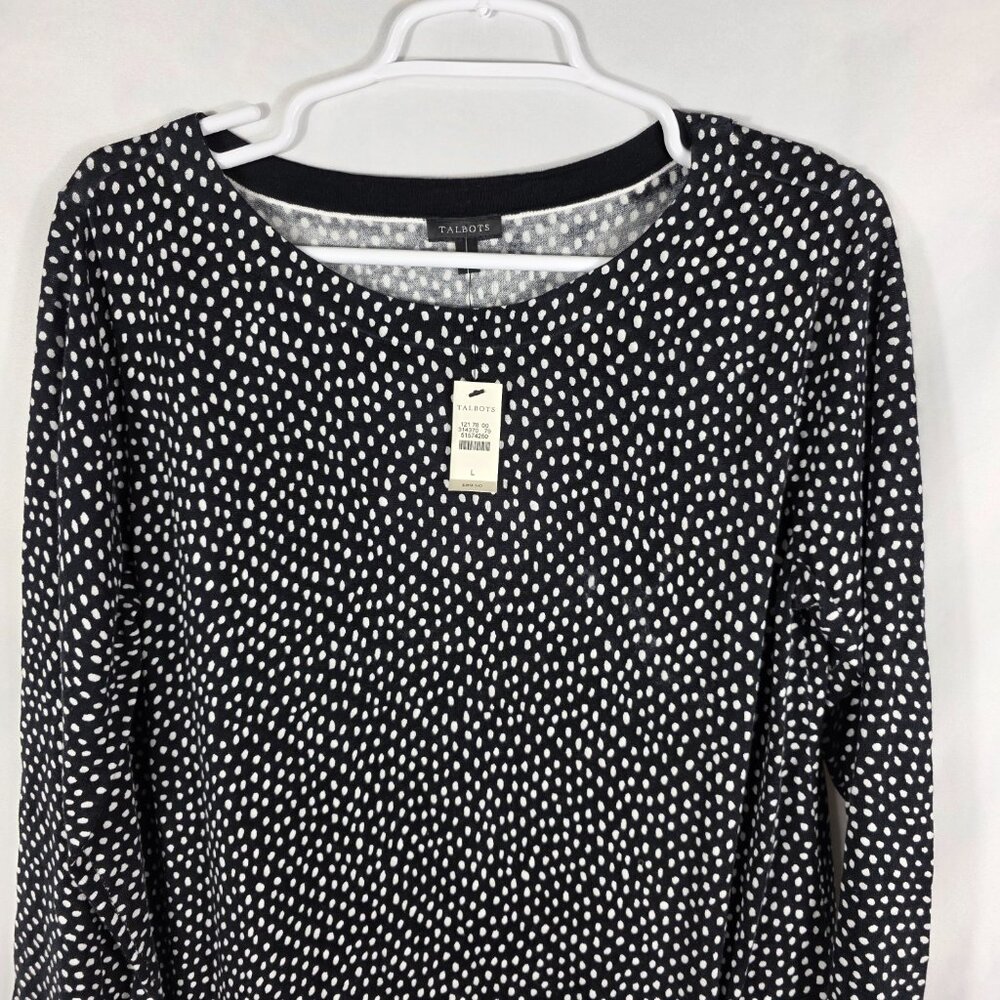 Talbots Black & White Dot Patterned Sweater Women… - image 5